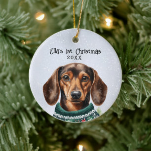 Personlig Dachshund Hund Julgransprydnad Keramik
