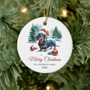 Personlig Dachshund i tomtelucka jul Julgransprydnad Keramik