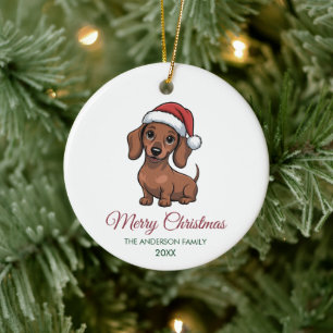 Personlig dachshund i tomtelucka jul julgransprydnad keramik