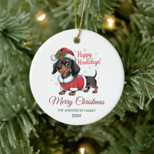 Personlig dachshund i tomtelucka jul julgransprydnad keramik