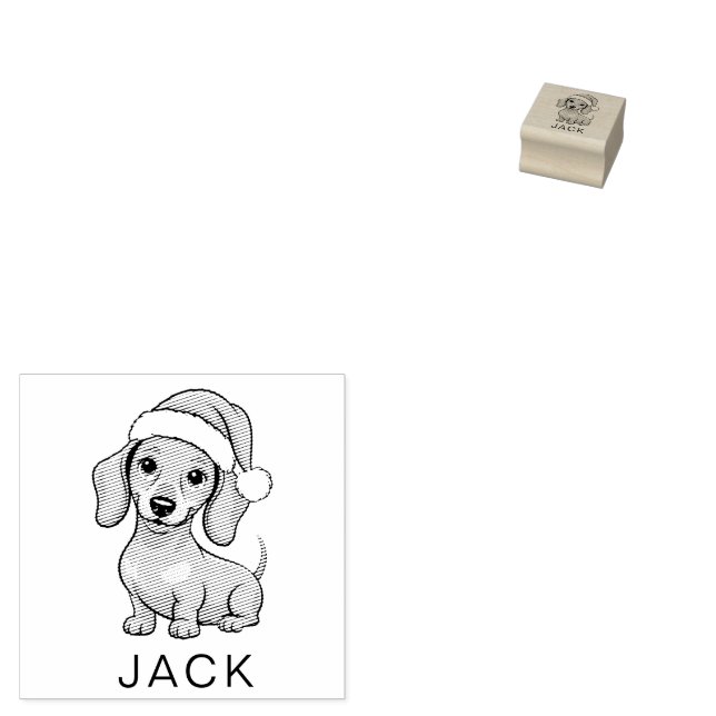 Personlig Dachshund i tomteluva jul Stämpel (Stämplad)