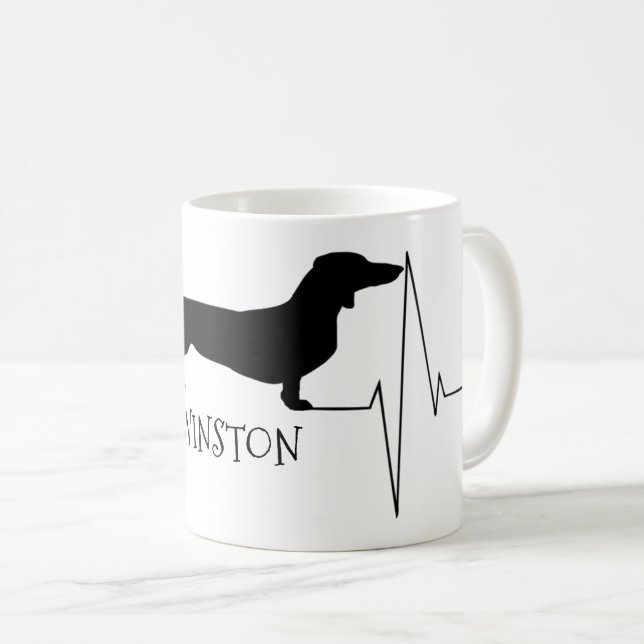 Personlig Dachshund Kärlek Mitt Hund hjärtslag Kaffemugg (Framsida höger)