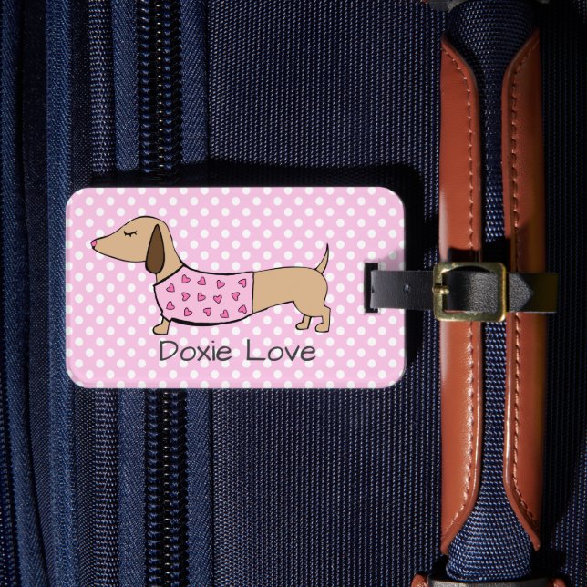Personlig Dachshund Luggage Tag for Travel Bagagebricka (Framsida Insitu 4)