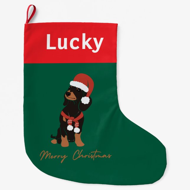 Personlig Dachshund pet christmas önskemål Stor Julstrumpa (Framsidan)