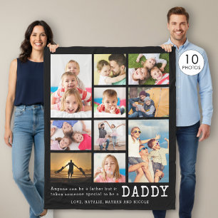 Personlig DADDY-kollage med 10 foton och citat Fleecefilt
