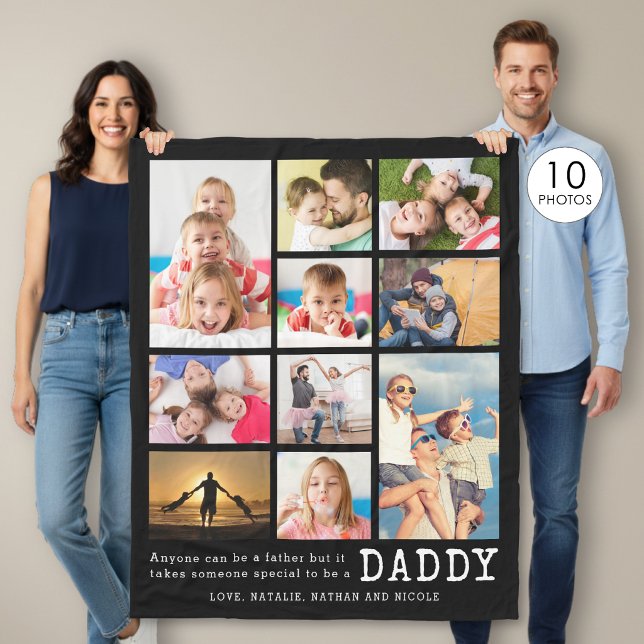 Personlig DADDY-kollage med 10 foton och citat Fleecefilt (Skapare uppladdad)