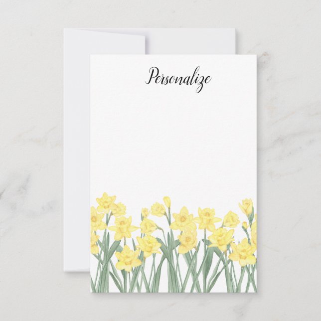 Personlig Daffodil Flat Stationery Tack Kort (Framsida)