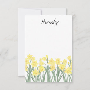 Personlig Daffodil Flat Stationery Tack Kort
