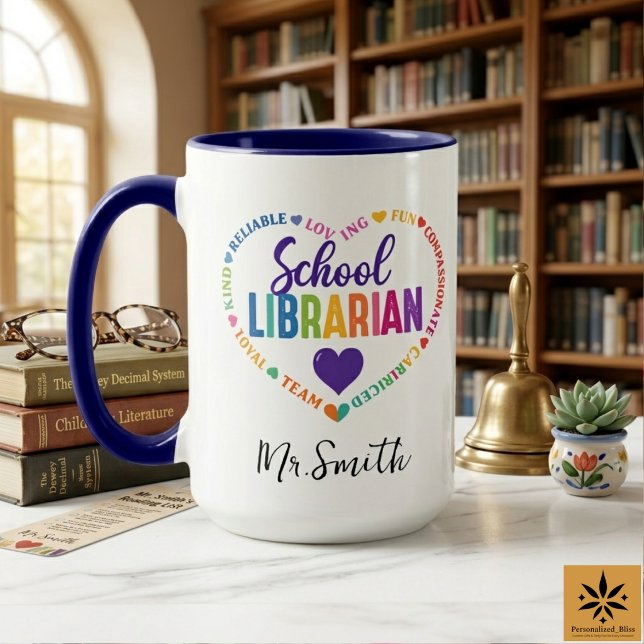 Personlig dag för skolbibliotekarier | Anpassat na Mugg (Personalized School Librarian Day | Custom Name Mug
)