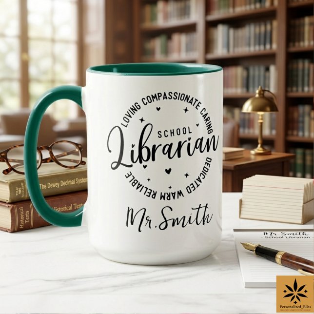 Personlig dag för skolbibliotekarier | Anpassat na Mugg (Personalized School Librarian Day | Custom Name Mug
)