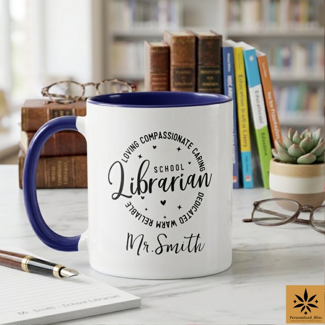 Personlig dag för skolbibliotekarier | Anpassat na Mugg (Personalized School Librarian Day | Custom Name Mug
)