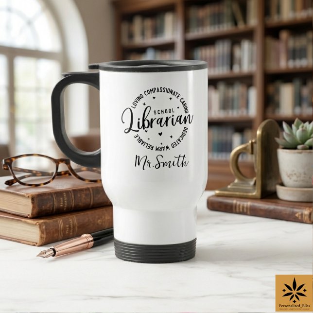 Personlig dag för skolbibliotekarier | Anpassat na Resemugg (Personalized School Librarian Day | Custom Name Travel Mug
)