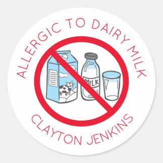 Personlig Dairy Mjölk Allergy Stickers Runt Klistermärke