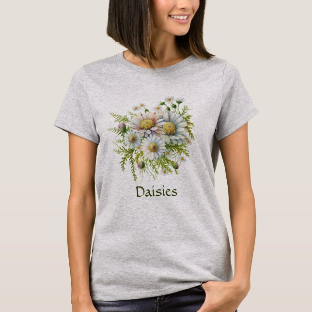 Personlig Daisy Blommigt Flowers Gardener Gift T Shirt (Framsida)