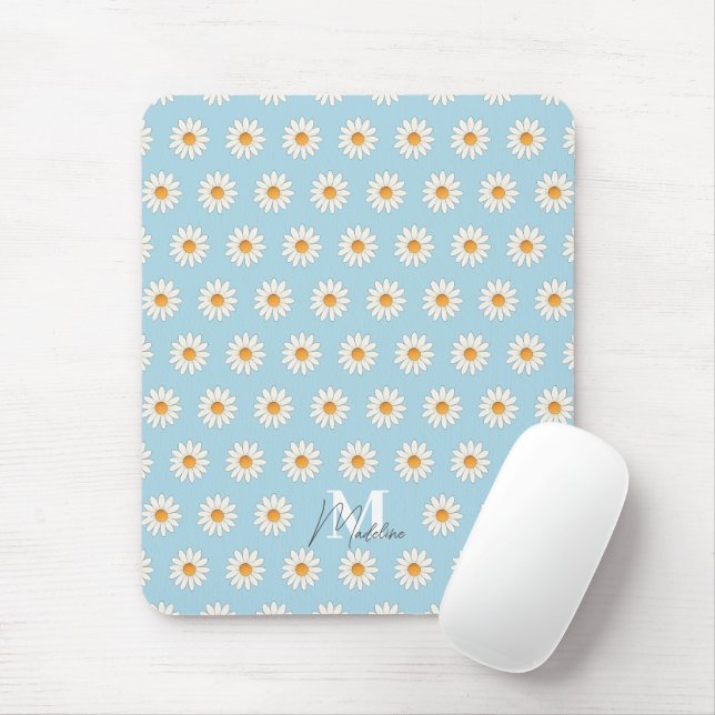 Personlig Daisy Blommigt Mousepad - Anpassat namn Musmatta (Med mus)