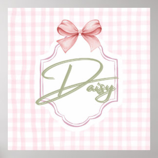 Personlig Daisy Flicka Nursery Bow&Gingham Poster