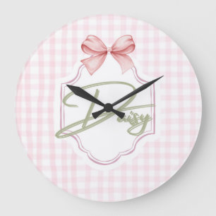 Personlig Daisy Flicka Nursery Bow&Gingham Stor Klocka