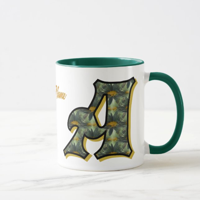 Personlig Daisy-monogram initial A Mugg (Höger)