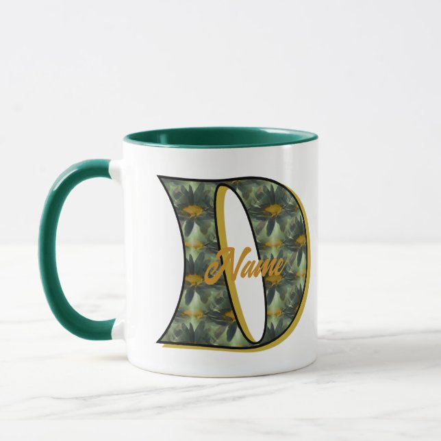 Personlig Daisy-monogram initial D Mugg (Vänster)
