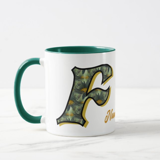 Personlig Daisy-monogram initial F Mugg (Vänster)