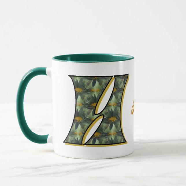 Personlig Daisy-monogram initial H Mugg (Vänster)