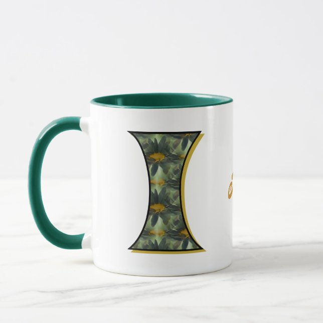 Personlig Daisy-monogram initial I Mugg (Vänster)