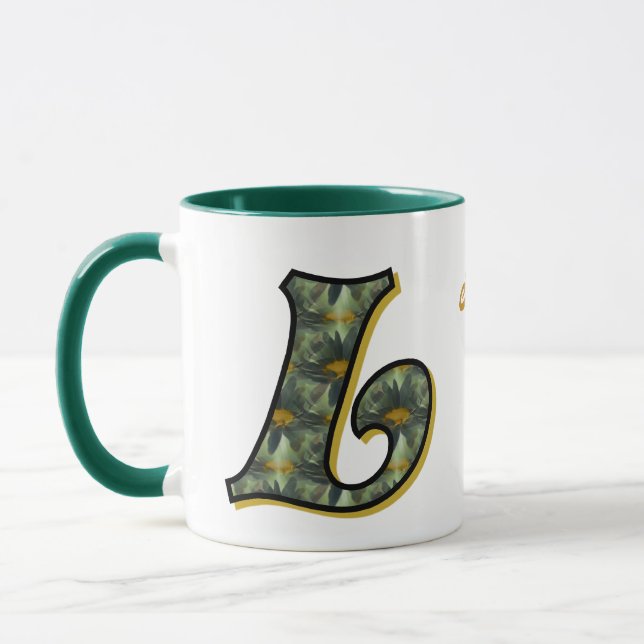 Personlig Daisy-monogram initial L Mugg (Vänster)