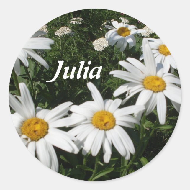Personlig Daisy Stickers Runt Klistermärke (Framsida)