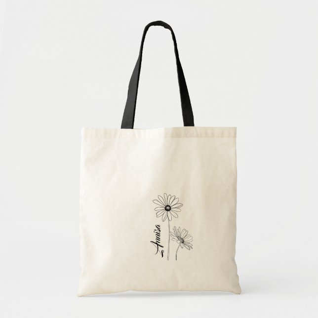 Personlig Daisy Tote Bag med Namn Tygkasse (Framsidan)