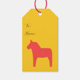 Personlig Dala Horse Gult Red Gift Märkres Presentetikett