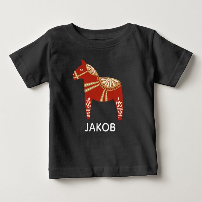 Personlig Dala Horse Jul T Shirt (Framsida)