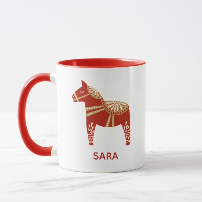 Personlig Dala Horse namn Mugg (Vänster)