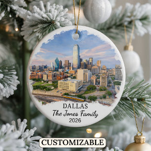 Personlig Dallas-ornament, Anpassad Texas Julgransprydnad Keramik
