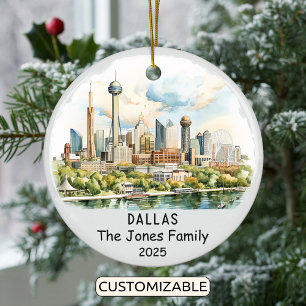 Personlig Dallas Ornament, Texas Julgransprydnad Keramik