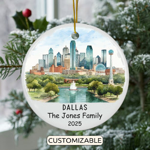 Personlig Dallas Ornament, Texas Julgransprydnad Keramik
