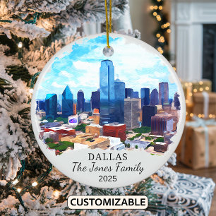 Personlig Dallas Ornament, Texas-staten Julgransprydnad Keramik