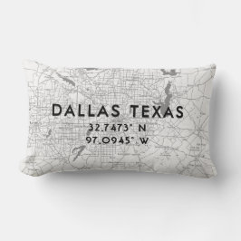 Personlig Dallas Texas Karta Black White & Grått Lumbarkudde