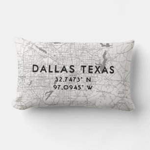 Personlig Dallas Texas Karta Black White & Grått Lumbarkudde