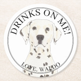 Personlig Dalmatien Hund Bröllop Underlägg Papper Rund