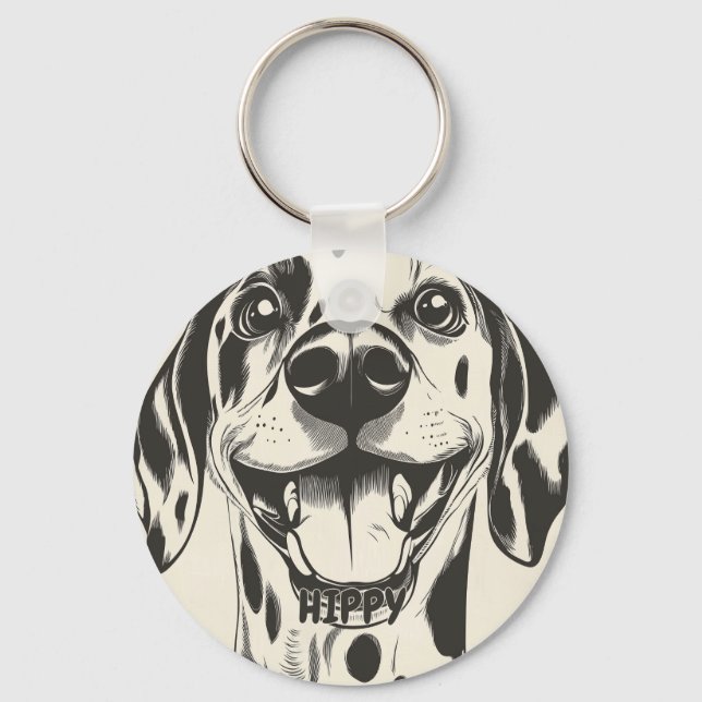 Personlig Dalmatien Hund Nyckelring (Framsida)