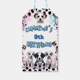 Personlig Dalmatien Puppy Birthday Watercolor Presentetikett