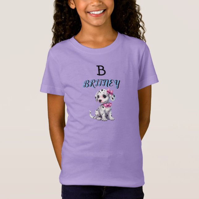 Personlig Dalmatien Puppy Monogram T Shirt (Framsida)