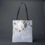 Personlig Dammblått blommigt budens mamma Tygkasse<br><div class="desc">botanisk blommigt med vattenfärg och grön i mjuk gult,  dammblått och grått,  med anpassadet "budens mamma"-skript och eget namn på baksidan,  eleganten och romantiska,  underbara personliger för budens mamma.</div>