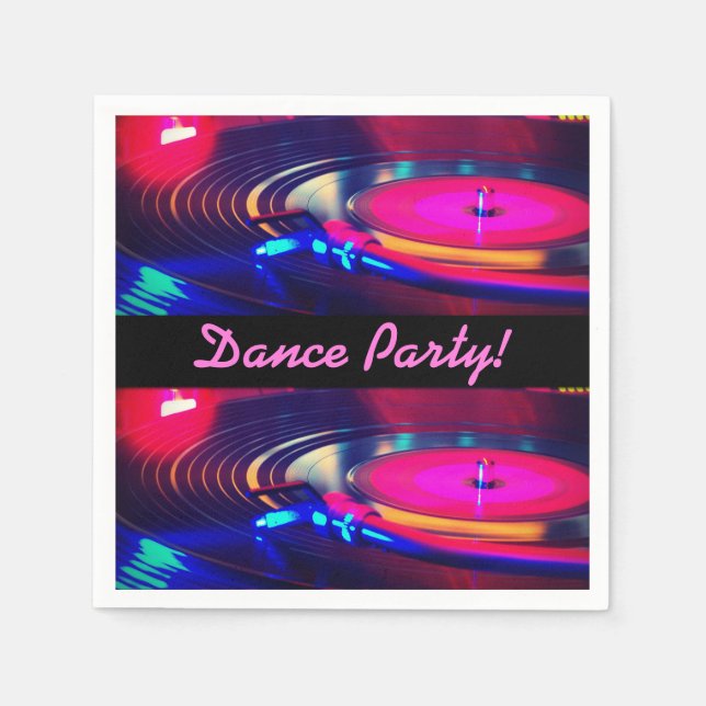 Personlig Dance Party Retro Turn Bord Napkins Pappersservett (Framsidan)