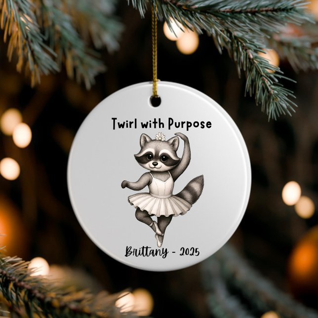Personlig Dance Raccoon Ornament, Ballet present Julgransprydnad Keramik (Skapare uppladdad)