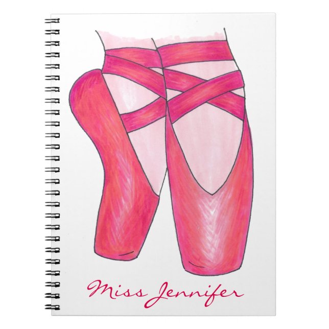 Personlig Dance Teacher Ballet Shoes - bärbar dato Anteckningsbok Med Spiral (Framsidan)