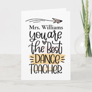 Personlig Dance Teacher Card. Tack för ditt kort