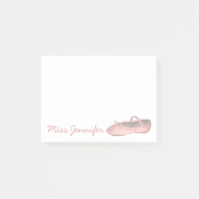 Personlig Dance Teacher Rosa Ballet Slipper Post-it Block (Framsida)