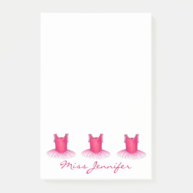 Personlig Dance Teacher Rosa Ballet Tutu Dancer Post-it Block (Framsida)