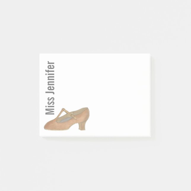 Personlig Dance Teacher Tan Character Shoe Post-it Block (Framsida)